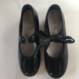 Girl's Tap Dance Shoes Size 9 1/2 Toddler Black Mary-Jane Bow ABT Spotlights